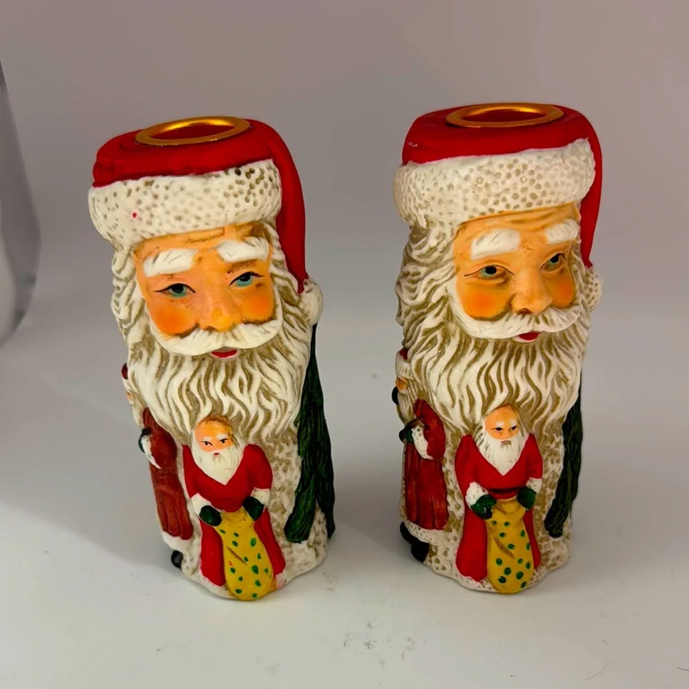 Old World Santa Claus Taper (Set of 2) Candle Holders